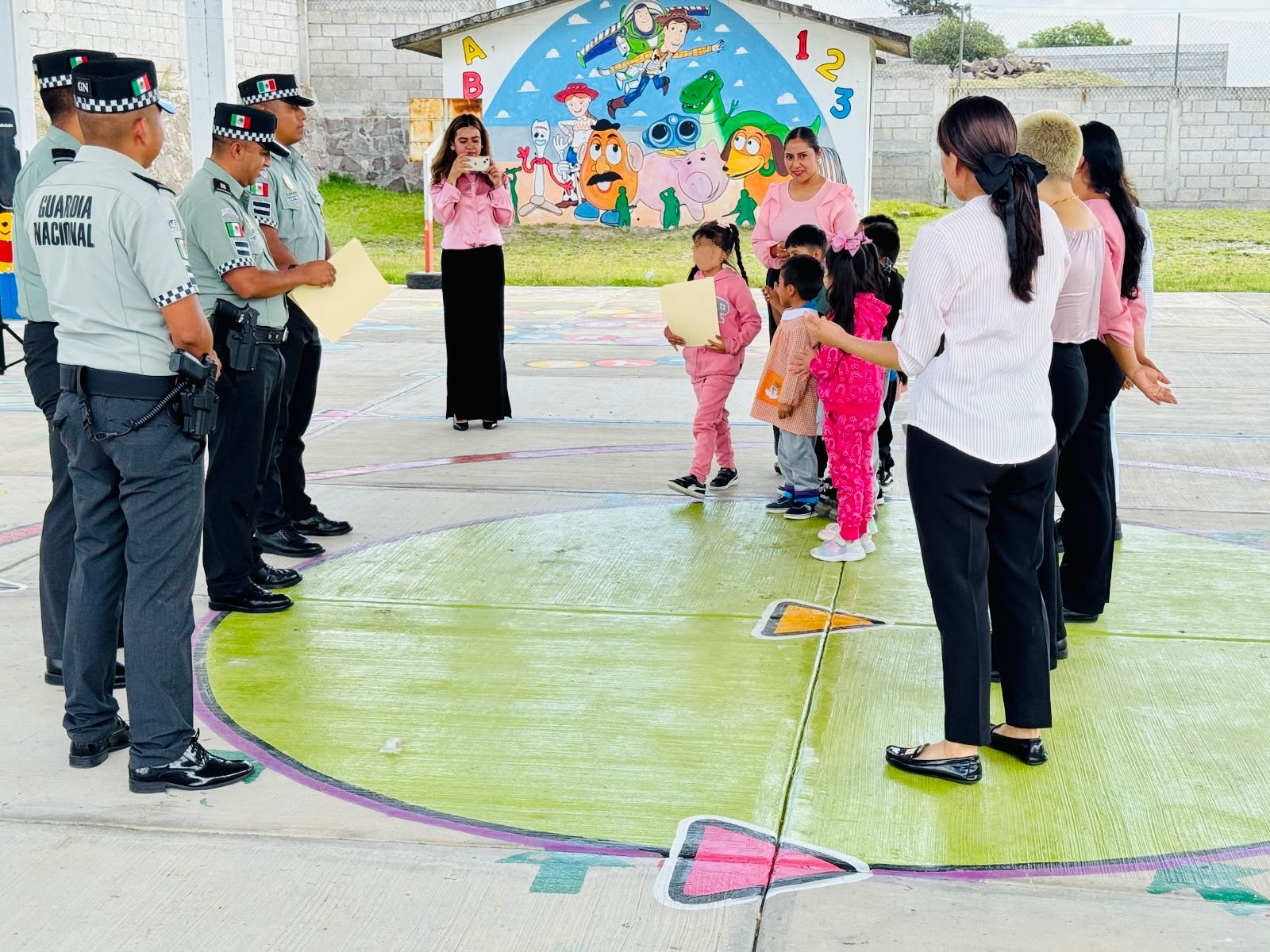 Realizan jornada 'Guardia Nacional por un Día' en Jardín de Niños Felipe Santiago Xicohténcatl de Tlaxcala